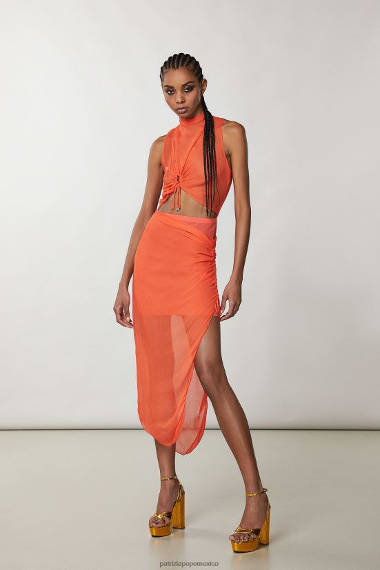 vestir mx Patrizia Pepe mujer vestido midi con aberturas coral intenso 66024R352