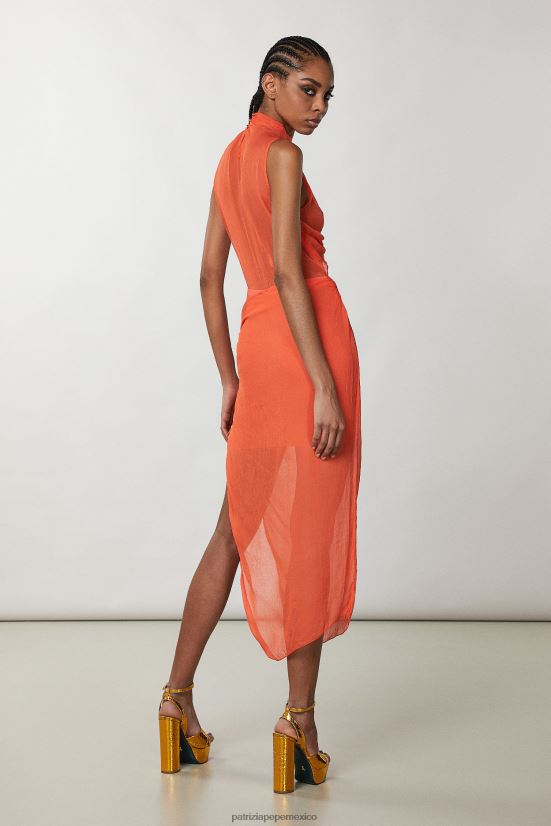 vestir mx Patrizia Pepe mujer vestido midi con aberturas coral intenso 66024R352