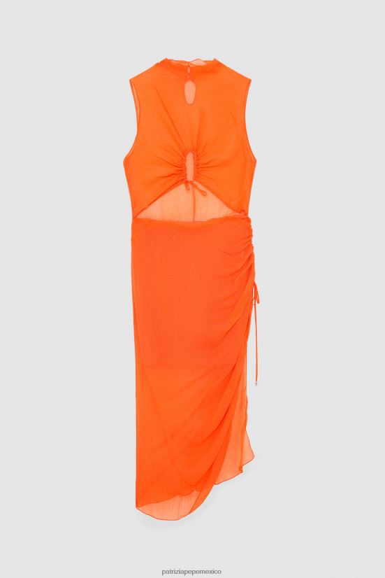 vestir mx Patrizia Pepe mujer vestido midi con aberturas coral intenso 66024R352