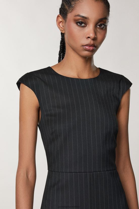 vestir mx Patrizia Pepe mujer vestido midi de franela rayas negras 66024R113