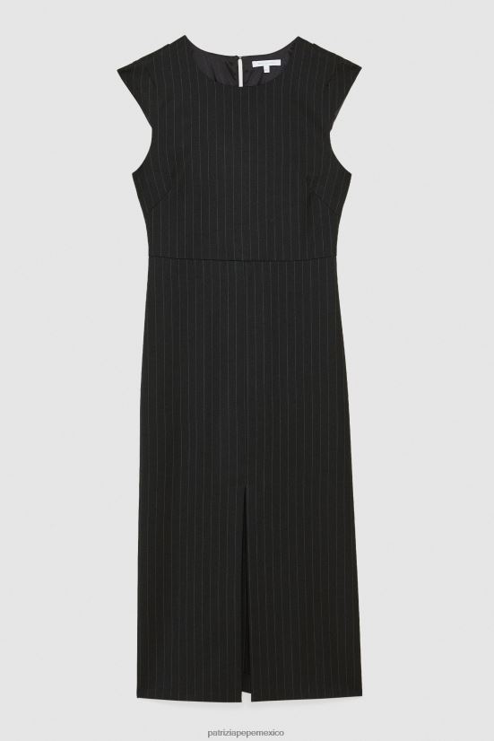 vestir mx Patrizia Pepe mujer vestido midi de franela rayas negras 66024R113