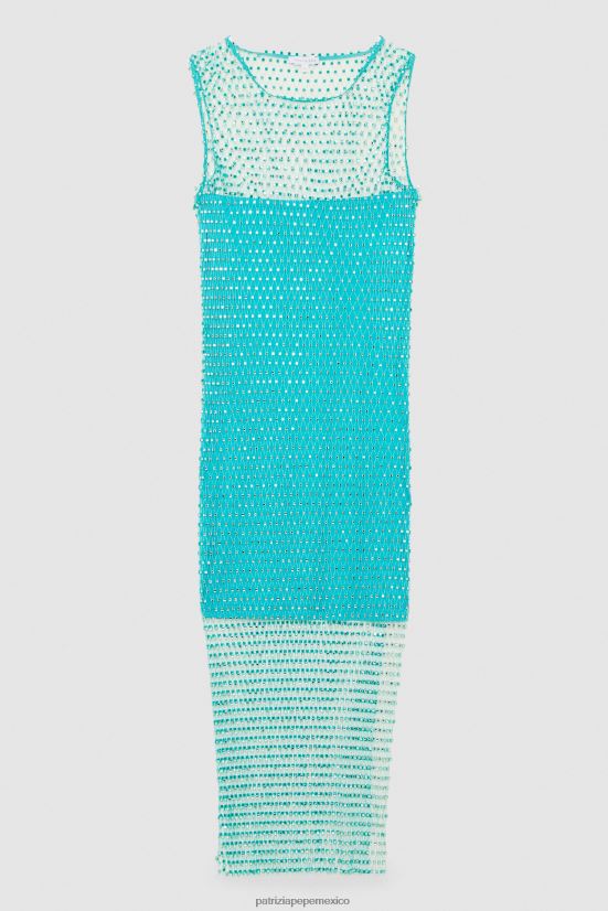 vestir mx Patrizia Pepe mujer vestido midi de malla con strass agua cristal brillante 66024R209