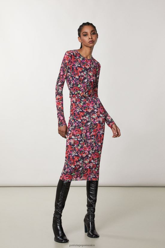 vestir mx Patrizia Pepe mujer vestido midi de tul flor roja marciana 66024R72