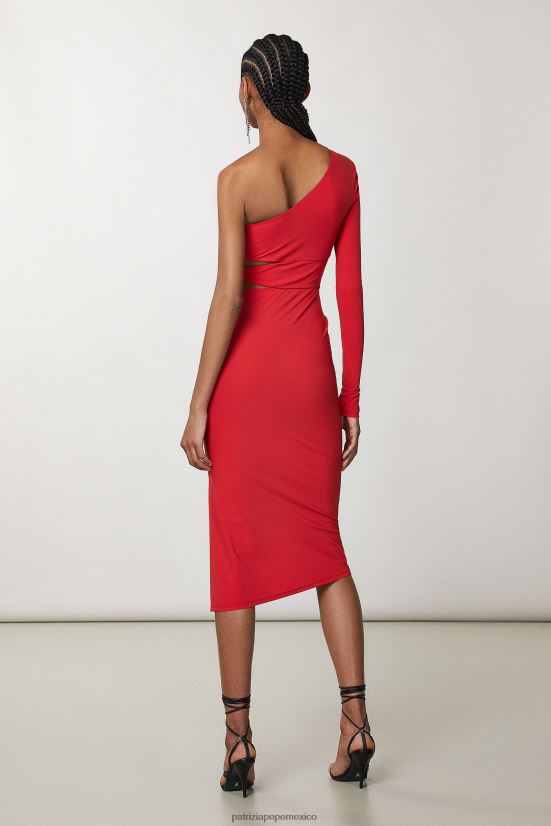 vestir mx Patrizia Pepe mujer vestido midi de un solo hombro rojo atractivo 66024R250