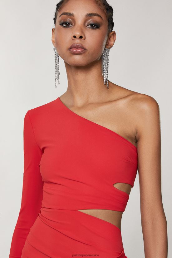 vestir mx Patrizia Pepe mujer vestido midi de un solo hombro rojo atractivo 66024R250