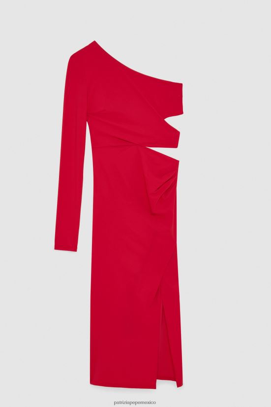 vestir mx Patrizia Pepe mujer vestido midi de un solo hombro rojo atractivo 66024R250