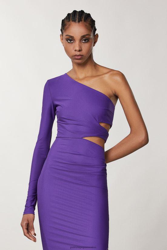 vestir mx Patrizia Pepe mujer vestido midi de un solo hombro violeta sexy 66024R341