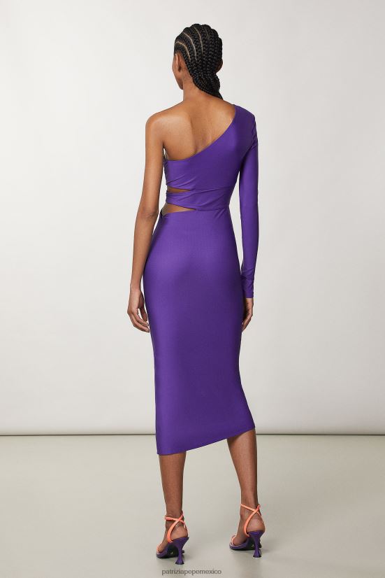 vestir mx Patrizia Pepe mujer vestido midi de un solo hombro violeta sexy 66024R341