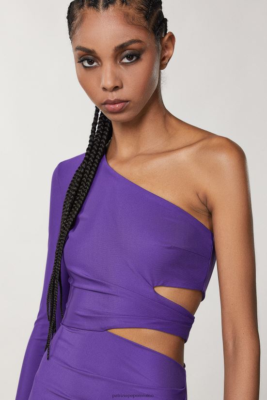 vestir mx Patrizia Pepe mujer vestido midi de un solo hombro violeta sexy 66024R341