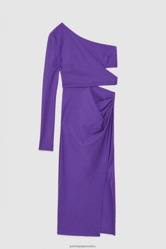 vestir mx Patrizia Pepe mujer vestido midi de un solo hombro violeta sexy 66024R341