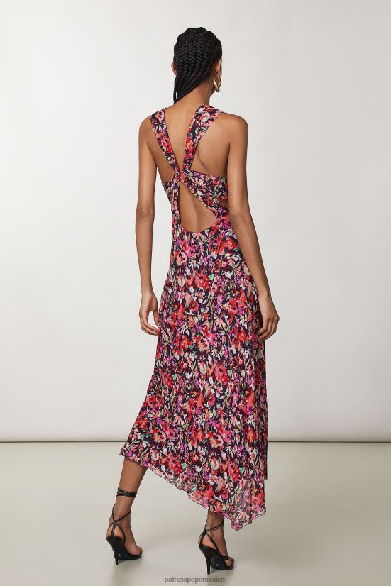 vestir mx Patrizia Pepe mujer vestido midi de viscosa flor roja marciana 66024R56