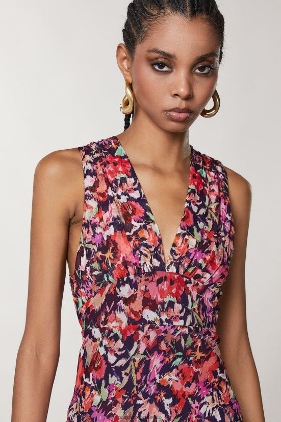 vestir mx Patrizia Pepe mujer vestido midi de viscosa flor roja marciana 66024R56