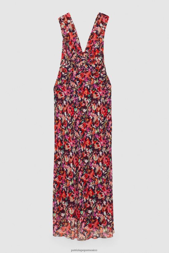 vestir mx Patrizia Pepe mujer vestido midi de viscosa flor roja marciana 66024R56