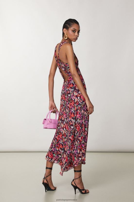 vestir mx Patrizia Pepe mujer vestido midi de viscosa flor roja marciana 66024R56