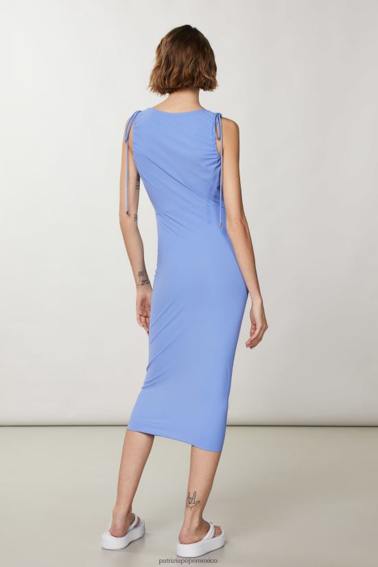 vestir mx Patrizia Pepe mujer vestido midi esencial azul ceramica 66024R192
