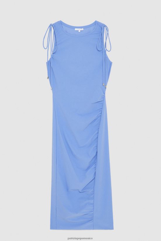 vestir mx Patrizia Pepe mujer vestido midi esencial azul ceramica 66024R192