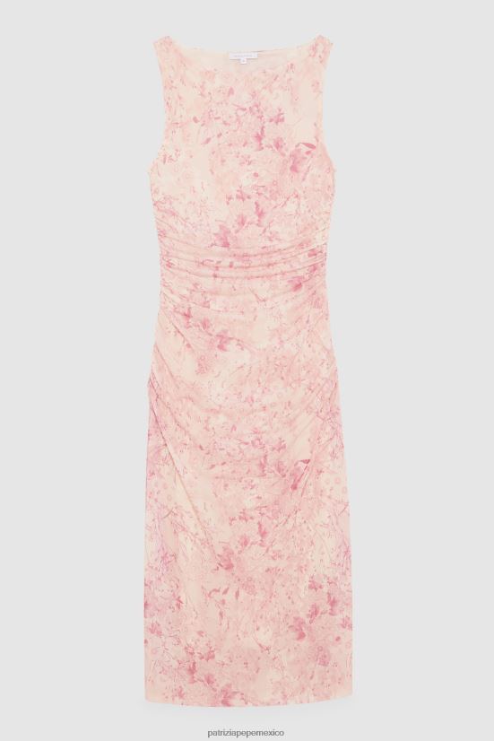 vestir mx Patrizia Pepe mujer vestido midi fruncido flor rosa 66024R251