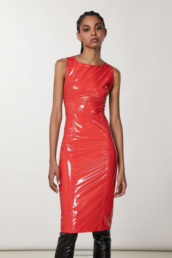 vestir mx Patrizia Pepe mujer vestido midi rojo de carreras 66024R144
