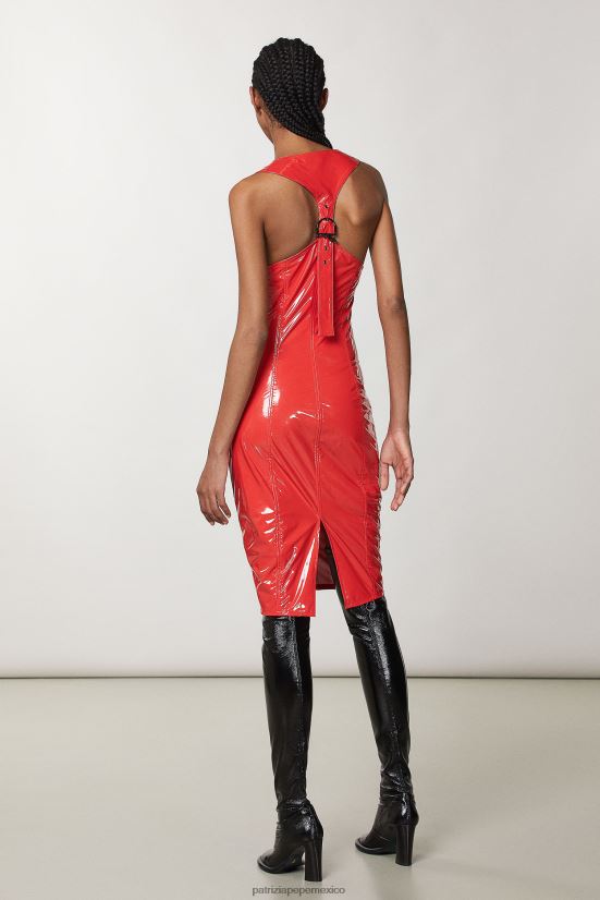 vestir mx Patrizia Pepe mujer vestido midi rojo de carreras 66024R144