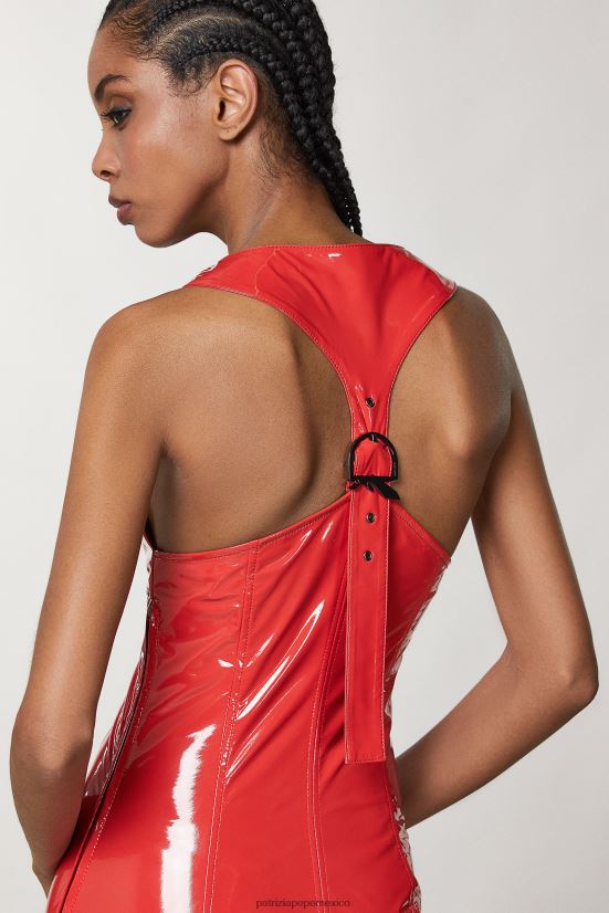 vestir mx Patrizia Pepe mujer vestido midi rojo de carreras 66024R144