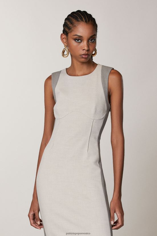 vestir mx Patrizia Pepe mujer vestido midi sin mangas mezcla natural 66024R423