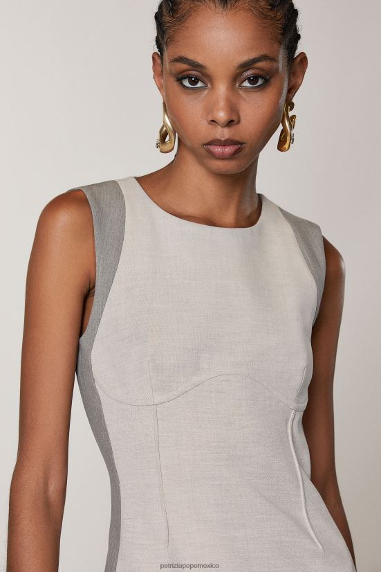 vestir mx Patrizia Pepe mujer vestido midi sin mangas mezcla natural 66024R423