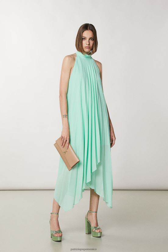 vestir mx Patrizia Pepe mujer vestido plisado sin mangas planeta verde 66024R60