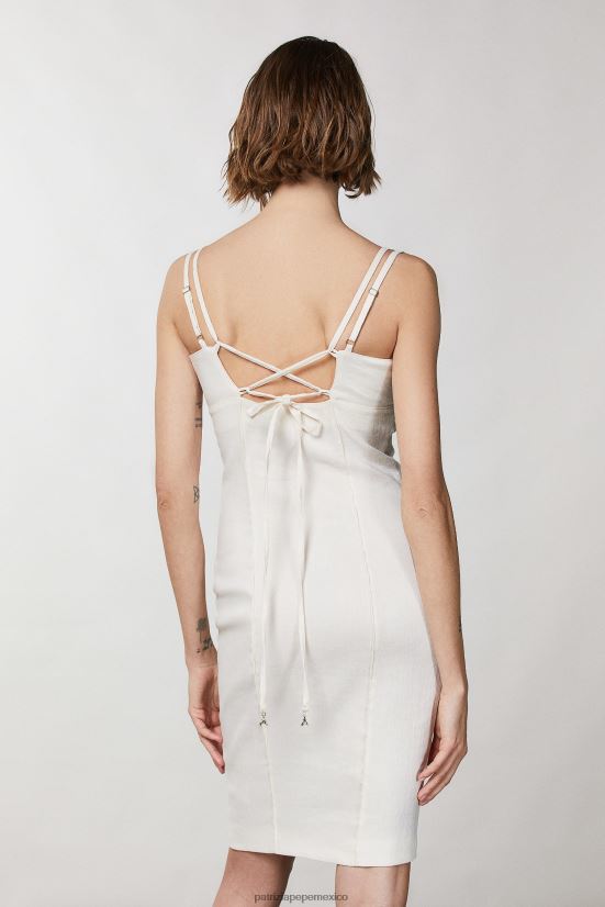 vestir mx Patrizia Pepe mujer vestido tubo con espalda abierta lino blanco 66024R232