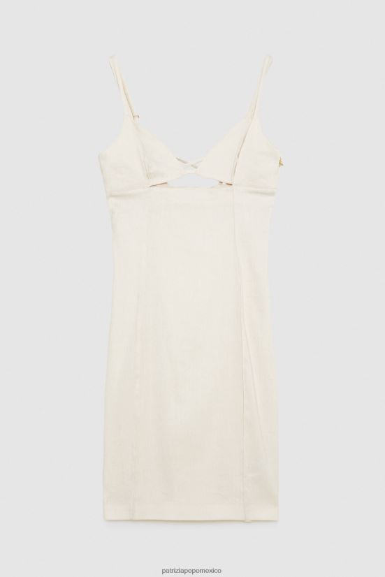 vestir mx Patrizia Pepe mujer vestido tubo con espalda abierta lino blanco 66024R232