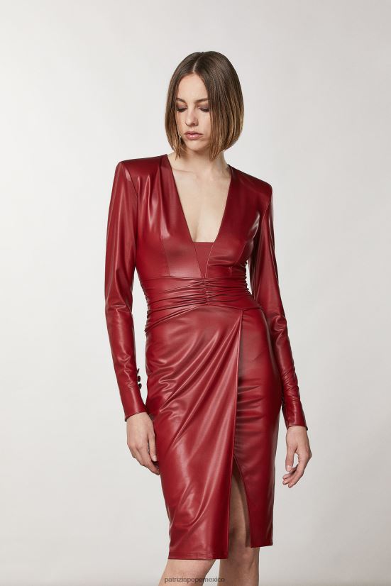 vestir mx Patrizia Pepe mujer vestido tubo de punto revestido rojo marciano 66024R92