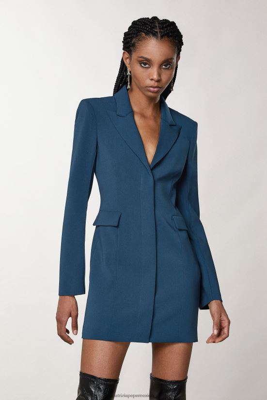 vestir mx Patrizia Pepe mujer chaqueta de vestir esencial de crepé azul petróleo 66024R137