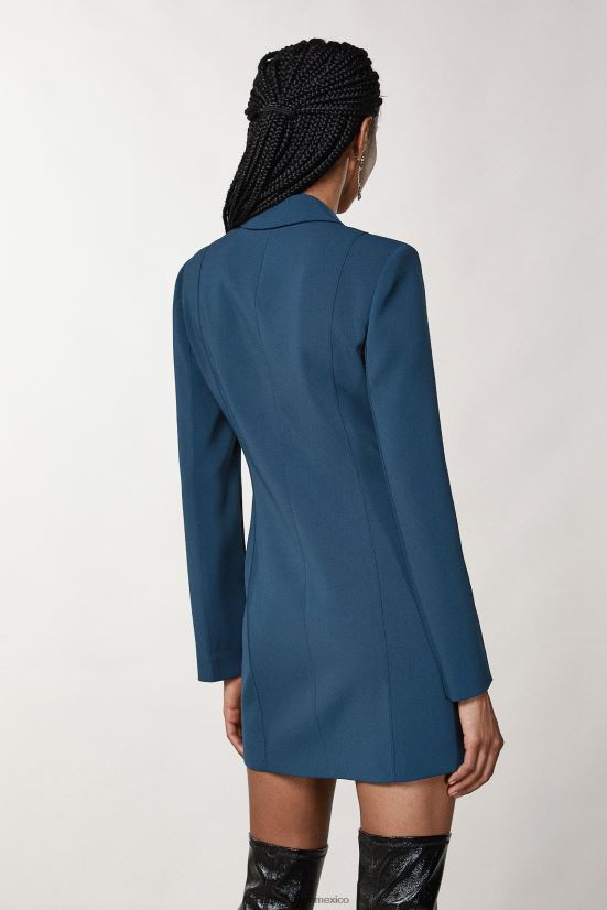 vestir mx Patrizia Pepe mujer chaqueta de vestir esencial de crepé azul petróleo 66024R137