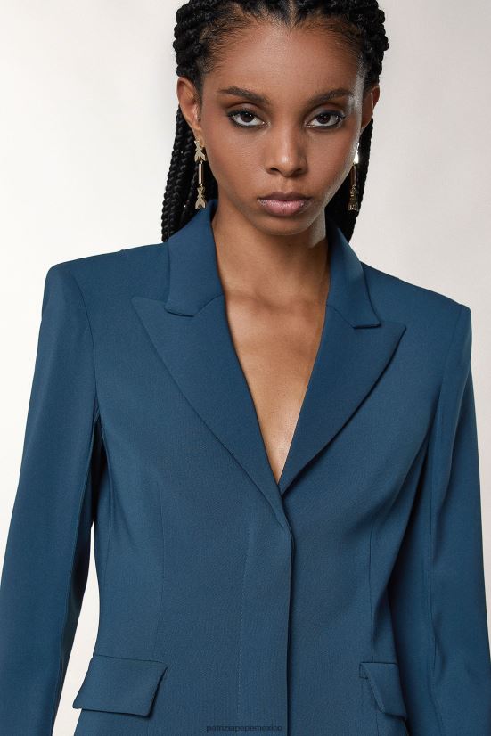 vestir mx Patrizia Pepe mujer chaqueta de vestir esencial de crepé azul petróleo 66024R137