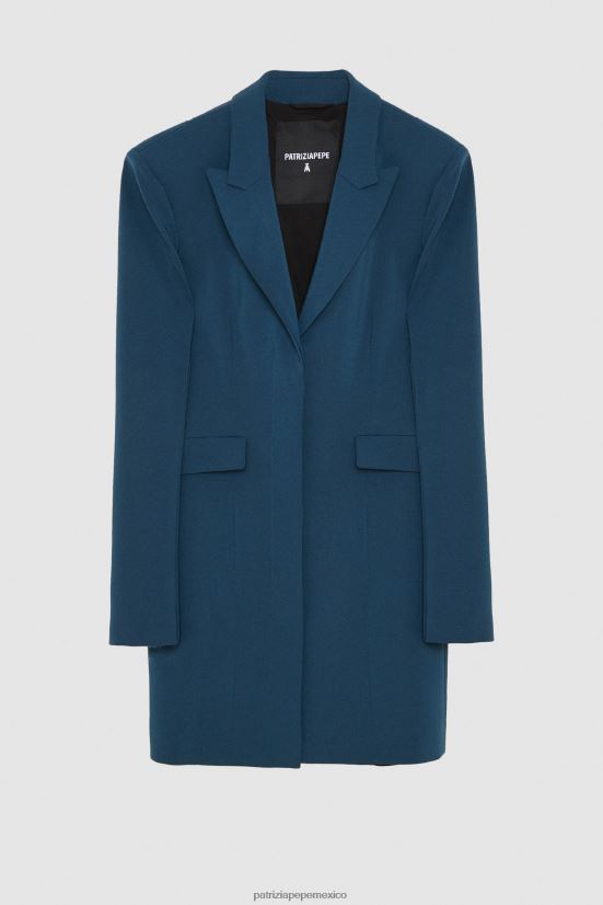 vestir mx Patrizia Pepe mujer chaqueta de vestir esencial de crepé azul petróleo 66024R137