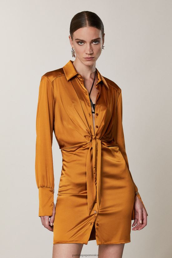 vestir mx Patrizia Pepe mujer mini vestido camisero marrón picante 66024R539