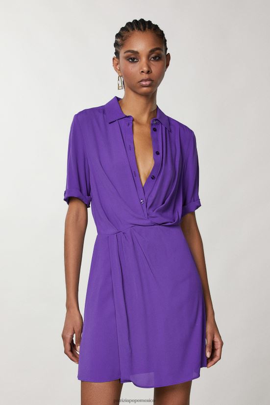 vestir mx Patrizia Pepe mujer mini vestido camisero violeta sexy 66024R692