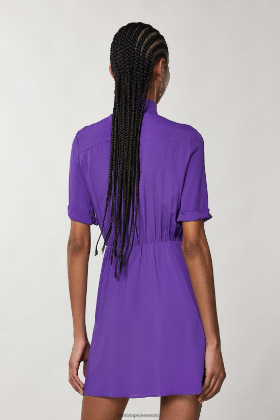vestir mx Patrizia Pepe mujer mini vestido camisero violeta sexy 66024R692