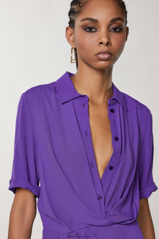vestir mx Patrizia Pepe mujer mini vestido camisero violeta sexy 66024R692