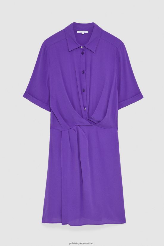 vestir mx Patrizia Pepe mujer mini vestido camisero violeta sexy 66024R692