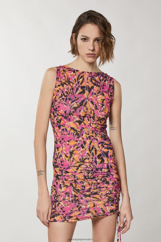 vestir mx Patrizia Pepe mujer mini vestido de playa naranja jugosa abstracta 66024R237