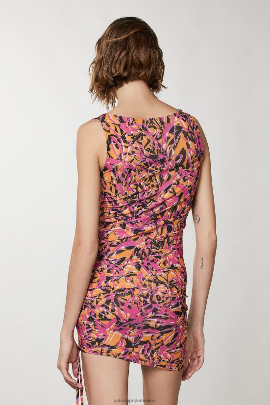 vestir mx Patrizia Pepe mujer mini vestido de playa naranja jugosa abstracta 66024R237
