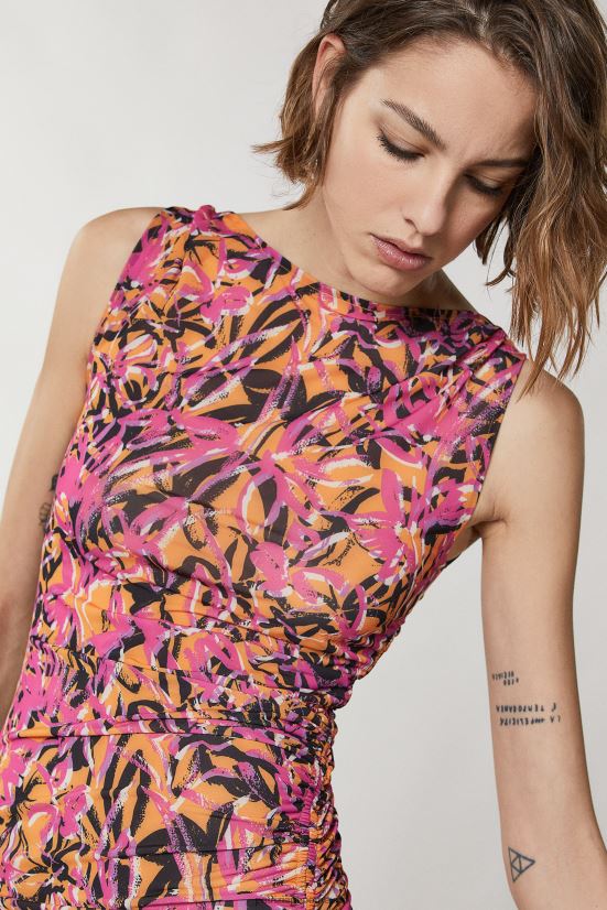 vestir mx Patrizia Pepe mujer mini vestido de playa naranja jugosa abstracta 66024R237