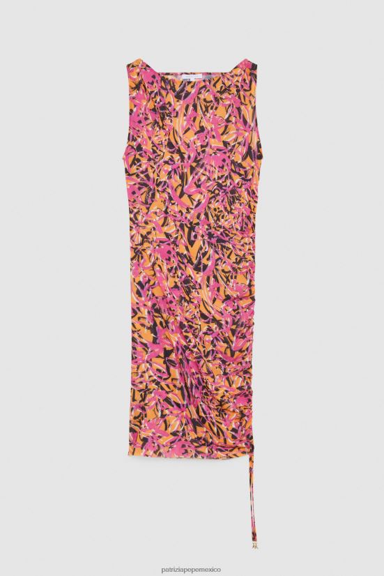 vestir mx Patrizia Pepe mujer mini vestido de playa naranja jugosa abstracta 66024R237
