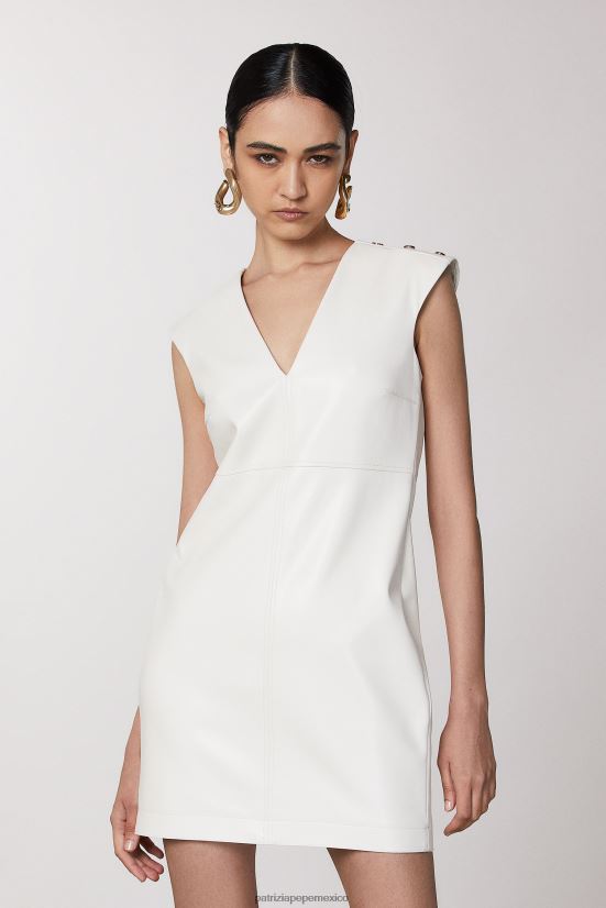 vestir mx Patrizia Pepe mujer mini vestido esencial gardenia blanca 66024R464