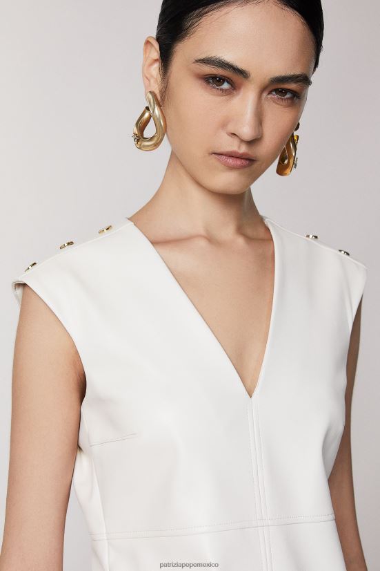 vestir mx Patrizia Pepe mujer mini vestido esencial gardenia blanca 66024R464