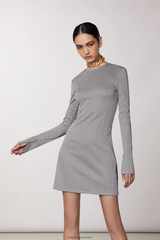 vestir mx Patrizia Pepe mujer minivestido de manga larga beige/negro 66024R482