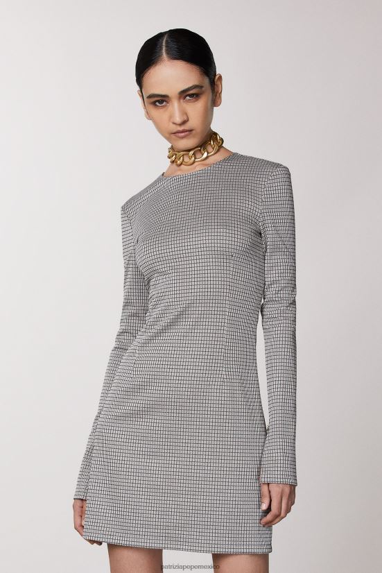 vestir mx Patrizia Pepe mujer minivestido de manga larga beige/negro 66024R482