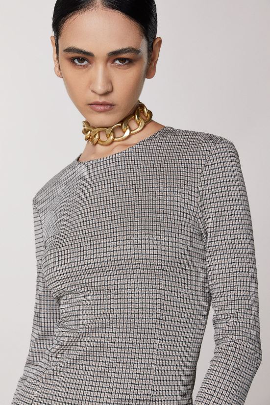 vestir mx Patrizia Pepe mujer minivestido de manga larga beige/negro 66024R482