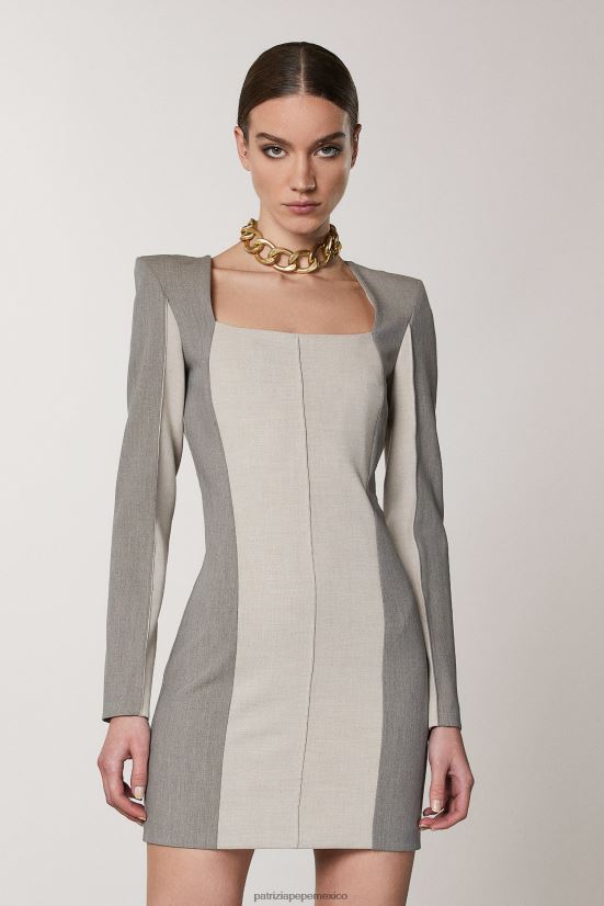 vestir mx Patrizia Pepe mujer minivestido de manga larga mezcla natural 66024R424