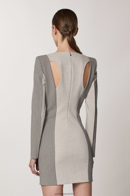 vestir mx Patrizia Pepe mujer minivestido de manga larga mezcla natural 66024R424